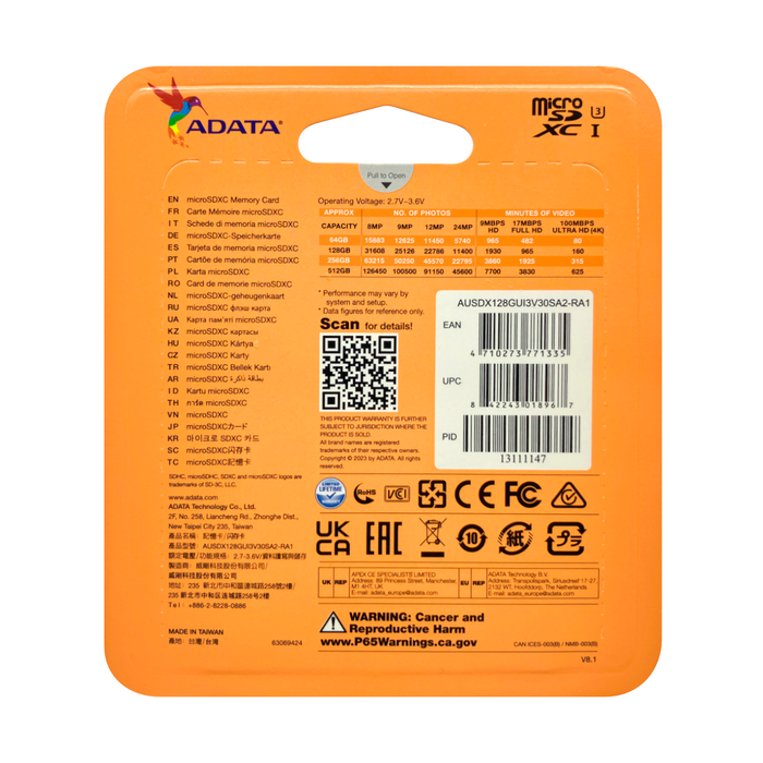 Micro SD 128GB clase 10