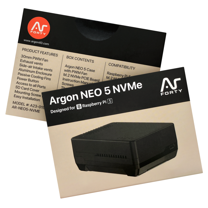 Argon NEO 5 NVMe Carcasa de metal con adaptador SSD para Raspberry Pi 5