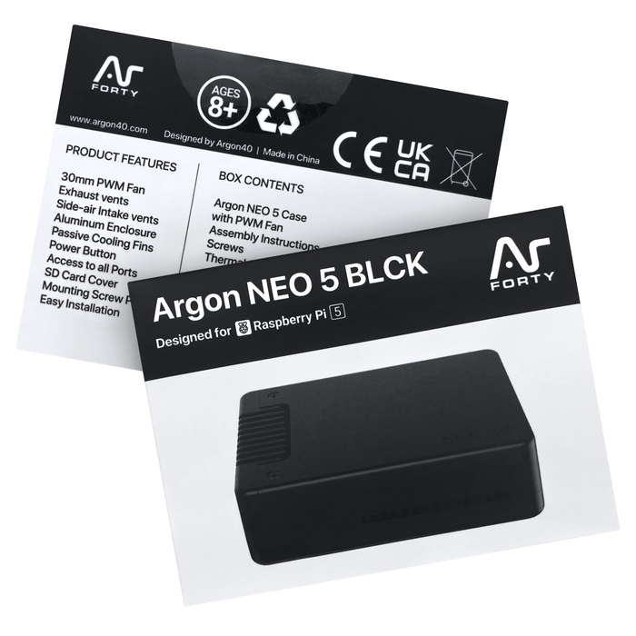 Argon NEO 5 Carcasa de metal con ventilador para Raspberry Pi 5