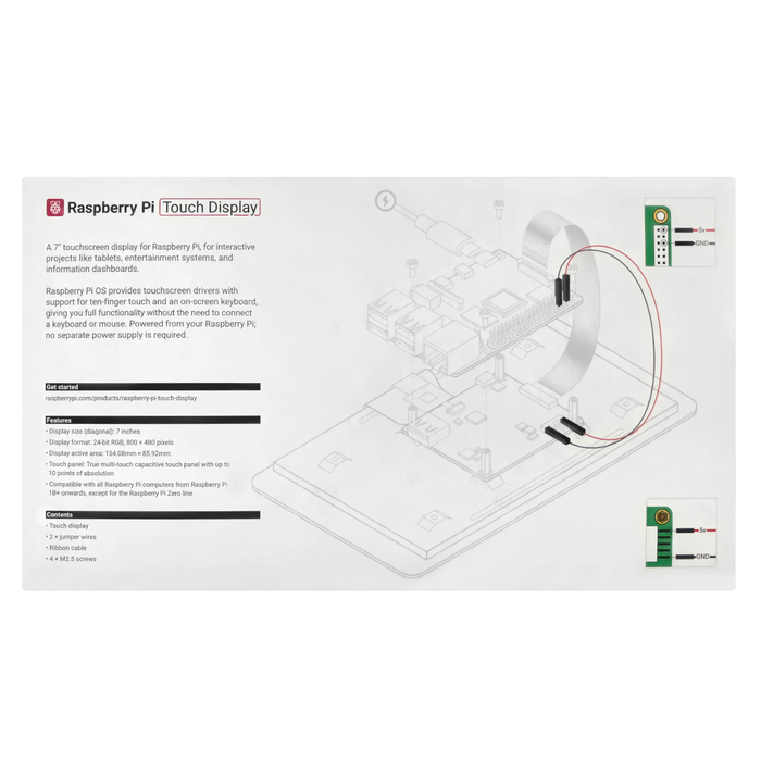 Pantalla Touch de 7" para Raspberry Pi - Oficial - 330ohms